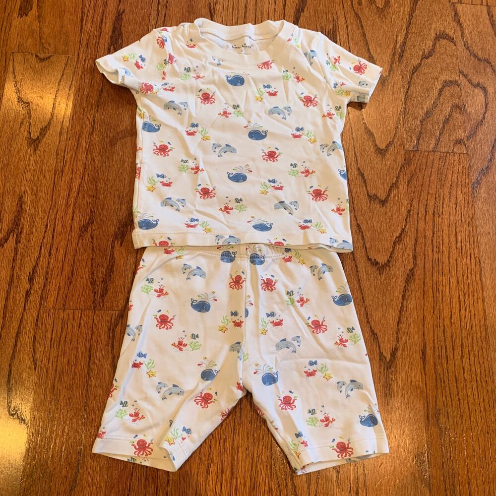 Kissy Kissy Whale Ocean Sea Short Sleeve Matching Set | White Blue Red | Size 2Y